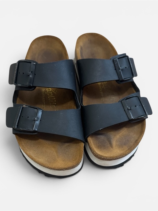 Papillio by Birkenstock Shoes - Papillio Birkenstock Sandals Womens Platform Chunky Lug Sole Black White Trim 7